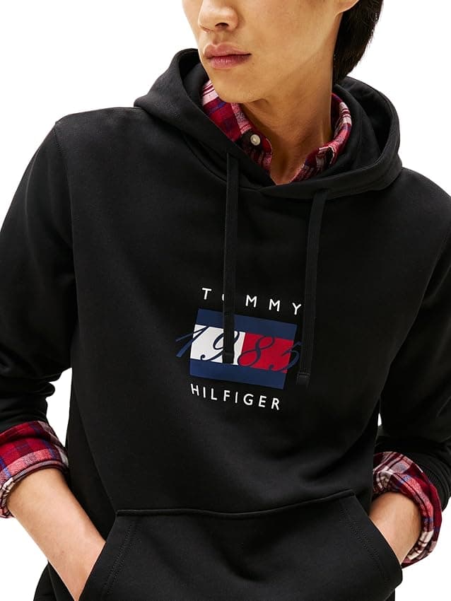 Detalle de Tommy Hilfiger Linear Flag Graphic sudadera S, algodón