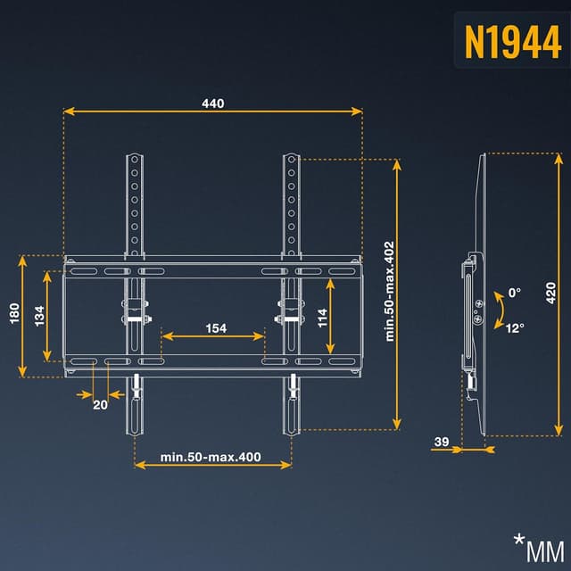 Thumbnail 5 de RICOO Soporte TV Pared Inclinable 32-65" 🖥️ Universal VESA