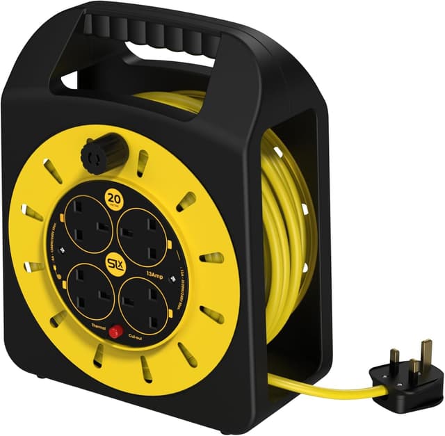 Detalle de SLx Trade 20m 4 Socket Extension Reel with Thermal Cut Out (13A Fused UK Plug)