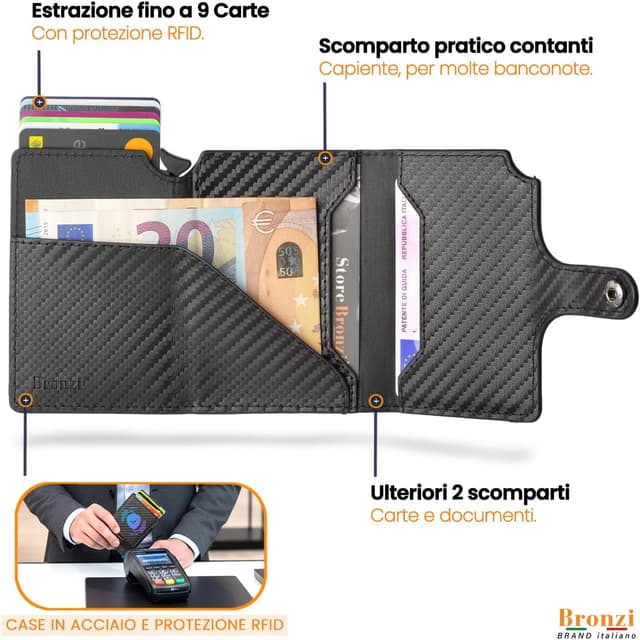 Detalle de Bronzi Portafoglio Slim 10x6,5 cm 👛