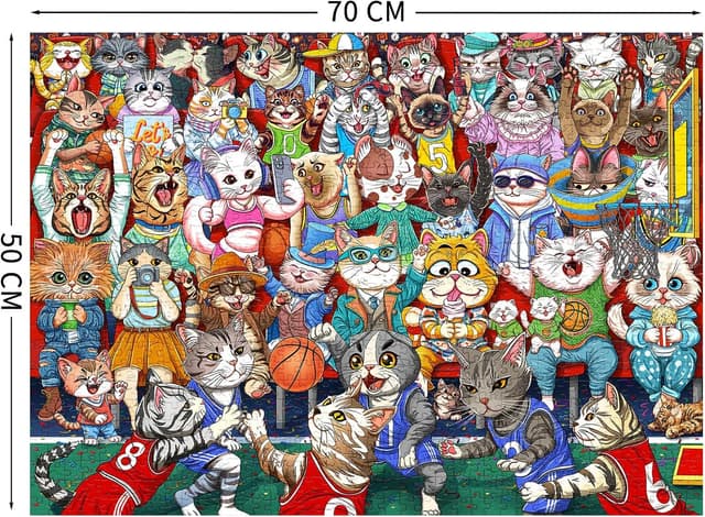 Detalle de MOJIGE Puzzle 1000 Teile „Basketballspiel“ – herausforderndes Familienrätsel mit Poster