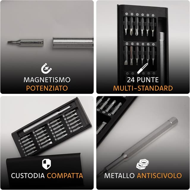 Detalle de Set Cacciaviti di Precisione 24 in 1 con punte magnetiche per riparazioni elettronica e smartphone