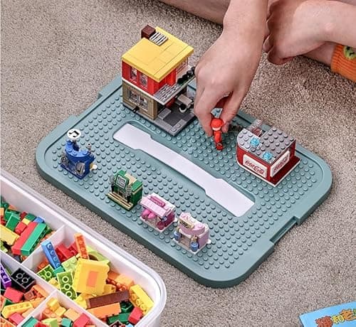 Detalle de DingGreat Dreifach-Aufbewahrungsbox für Lego-Steine (3 stapelbare Boxen) mit Deckel – transparente Kunststoff-Sortierkisten