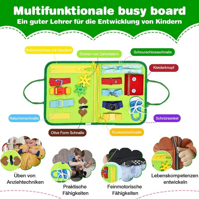 Detalle de JHkim Montessori Busy Board Deutsch grün