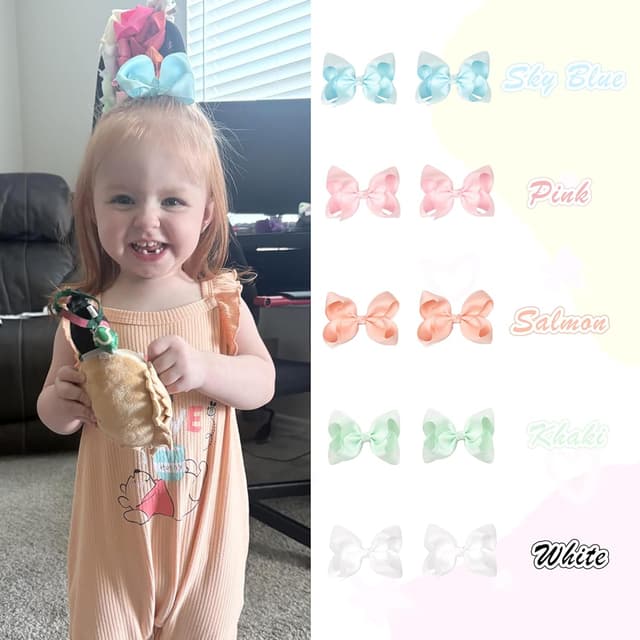 Detalle de CÉLLOT 40PCS 4.5-Inch Grosgrain Hair Bows for Girls with Alligator Clips (40PCS, 20 Pairs)