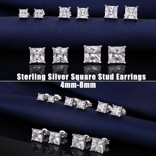 Detalle de Pendientes de rosca jiamiaoi en plata de ley 925 con circonita (4 mm a 8 mm)