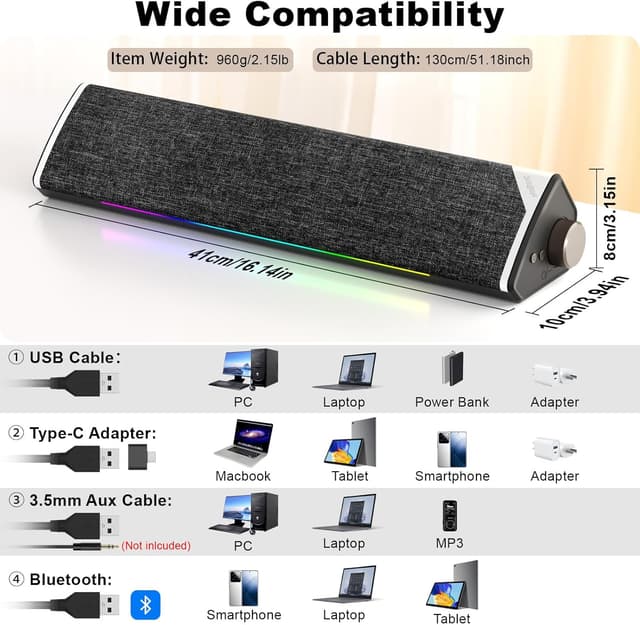 Detalle 2 de SOULION R60 Bluetooth soundbar speakers 5W
