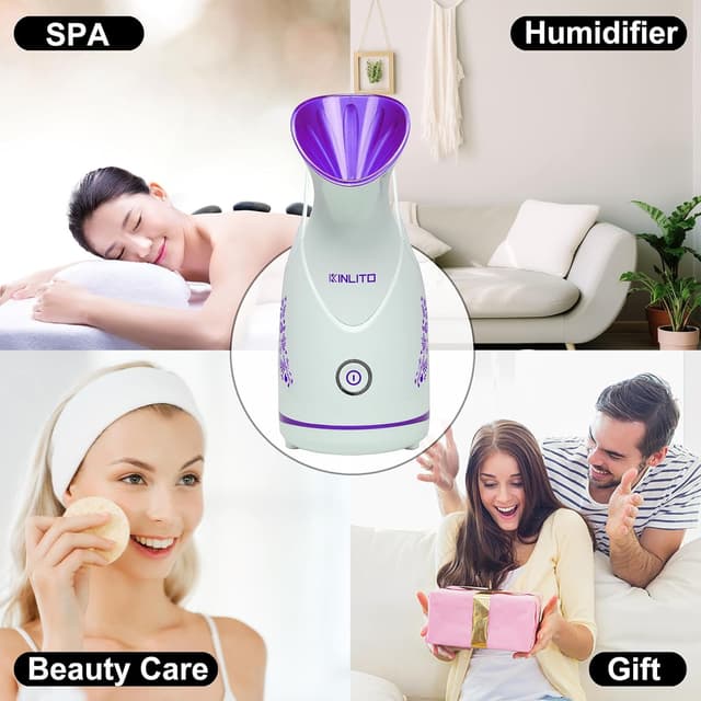 Detalle de KINLITO Nano Ionic Facial Steamer with Warm Mist (Portable Facial Humidifier) — Purple