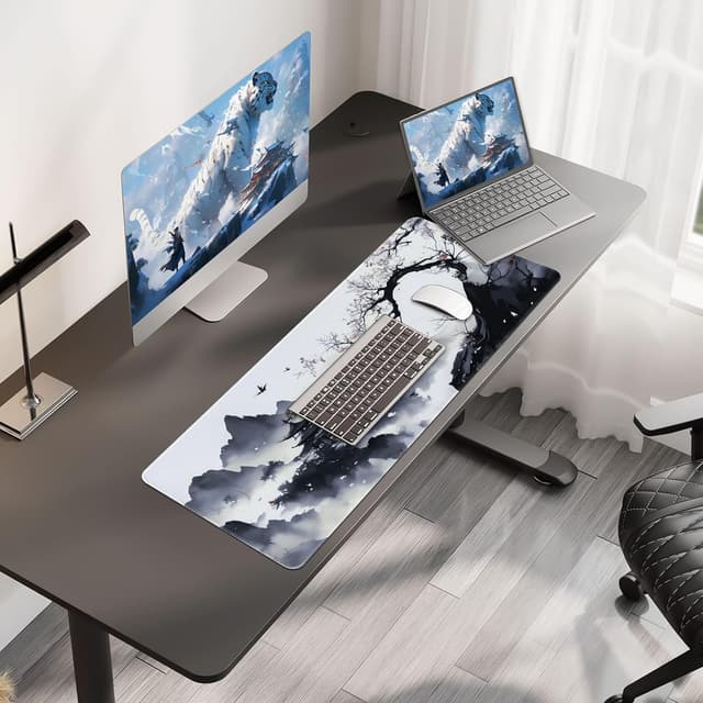 Detalle 2 de Zindoo Mouse Pad Large Desk Mat (900x400mm) – XXL stitched edges, non-slip rubber base