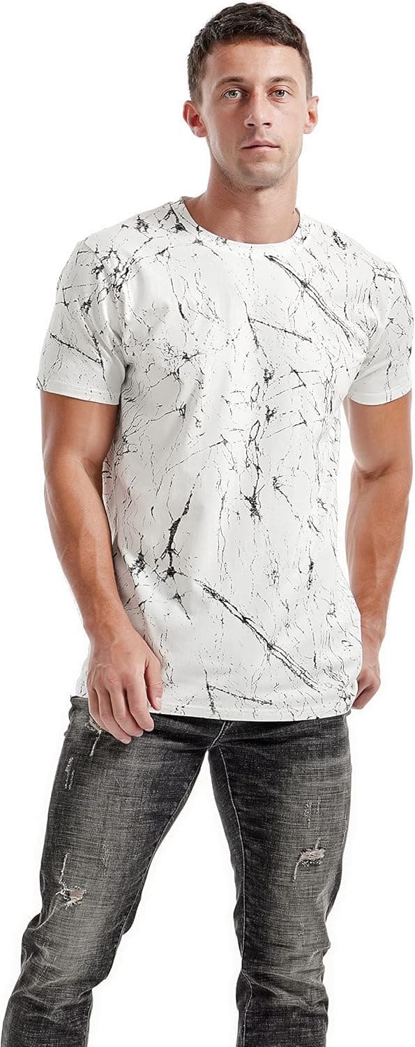 Detalle de RONOMO Herren T-Shirt aus 95% Baumwolle & 5% Spandex (Mikroelastik), hautfreundlich – mit Graffiti-Kunstdruck