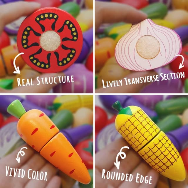 Thumbnail 2 de Airlab Jouet Bois Légumes Fruits 14 pièces 🍎