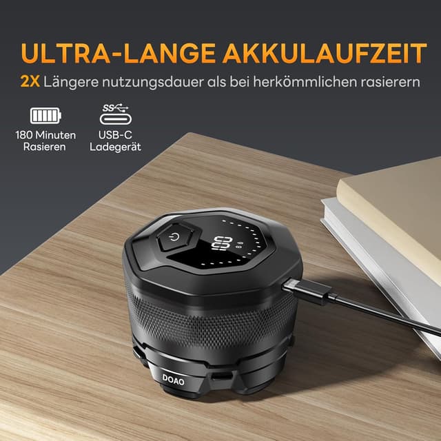 Detalle 2 de Glatzen Rasierer Herren DOAO Kopf-Rasierer für Glatze mit 6D-Schwimmkopf, IPX6, wiederaufladbar per USB‑C