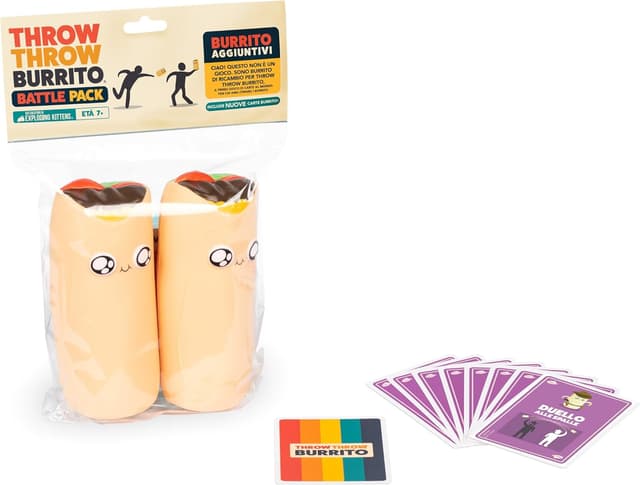 Detalle 2 de Asmodee Burrito Battle Pack con 2 Burrito Squishy aggiuntivi per Throw Throw Burrito (edizione in italiano)