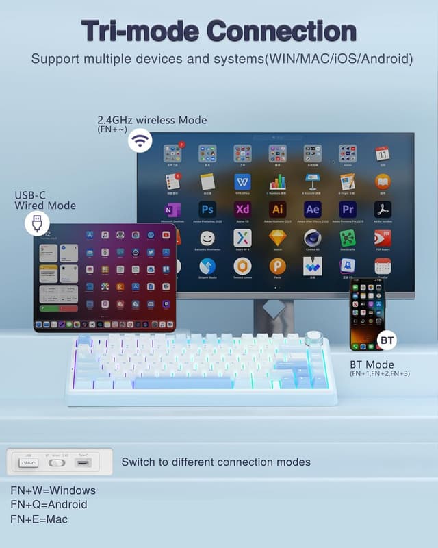 Detalle de AULA F75 75% wireless mechanical keyboard