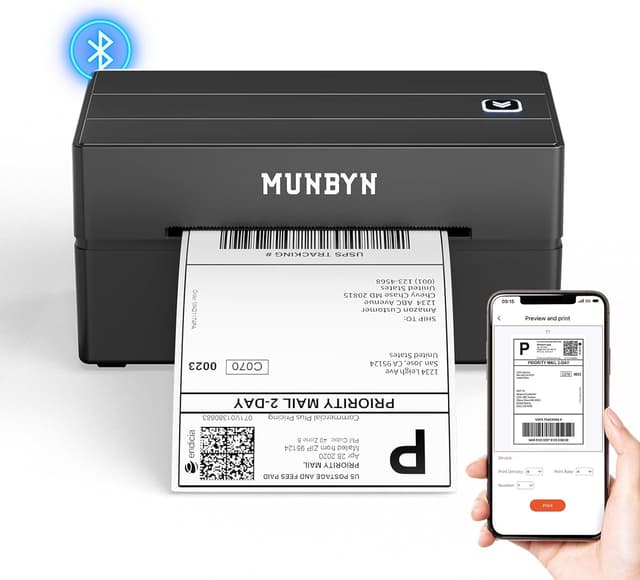 Detalle de MUNBYN 130B Bluetooth Thermal Label Printer 4x6