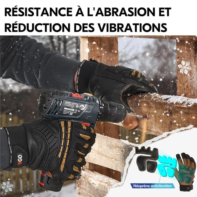 Detalle de Gants de travail thermiques imperméables Vgo… avec doublure Thinsulate, compatibles écran tactile (GA8954FLWP)