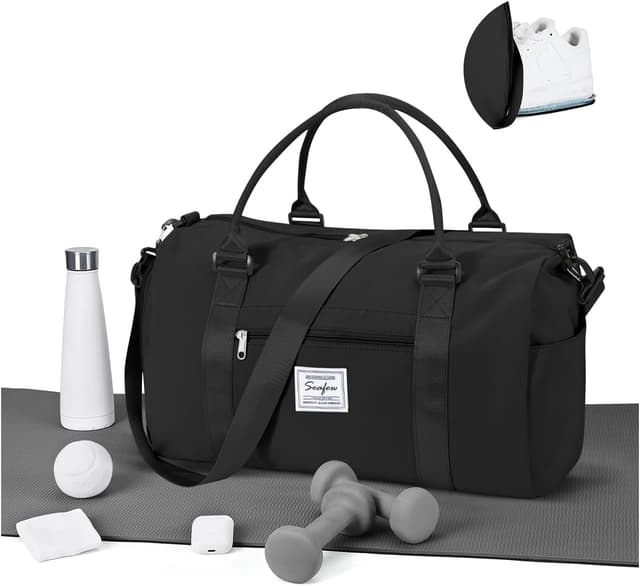 Detalle de WEPLAN Sport-Duffelbag mit Schuhfach & Nassfach – Reisetasche/Handgepäck für Training und Wochenendtrip