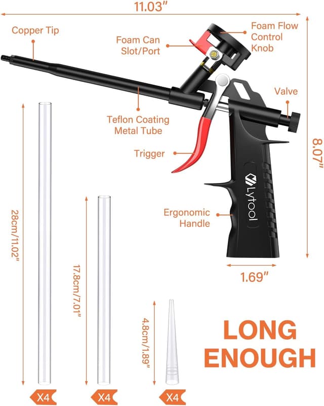 Detalle de Lytool 2 pezzi pistola per schiuma poliuretanica (PU) autopulente con teflon