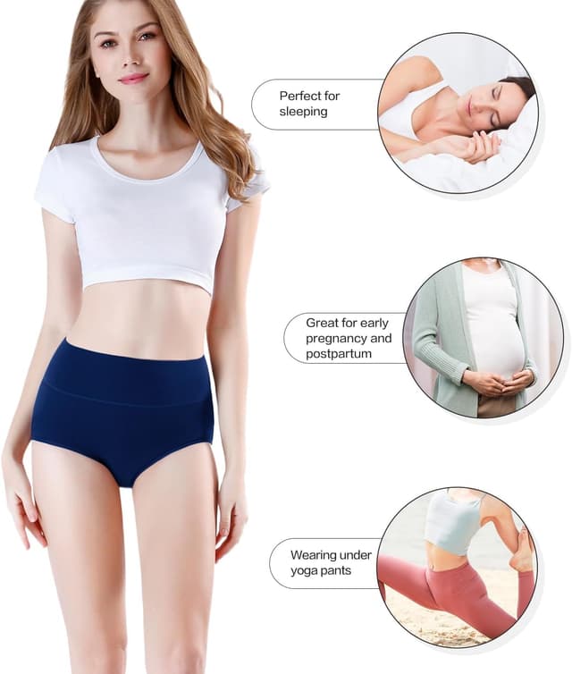 Detalle de wirarpa Unterhosen Damen Baumwolle, hoher Taillenslip im 4er-Set (Stretch) – Größe nach DE