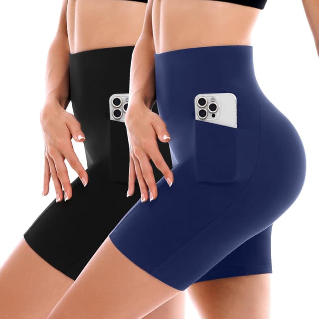 Thumbnail 6 de SINOPHANT 2-Pack Women’s Cycling Shorts with Pockets, High Waist Buttery-Soft Gym & Workout Shorts