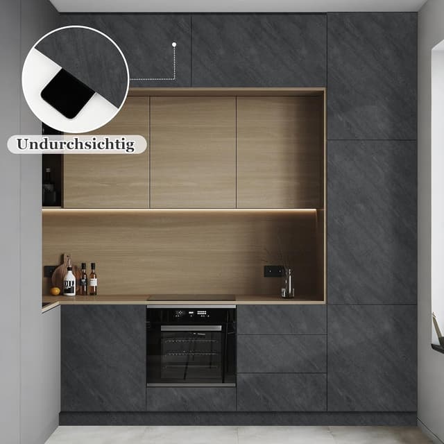 Detalle de Hode Klebefolie Möbel Grau (Betonoptik) 90 x 500 cm – selbstklebende Möbelfolie in Dunkelgrau