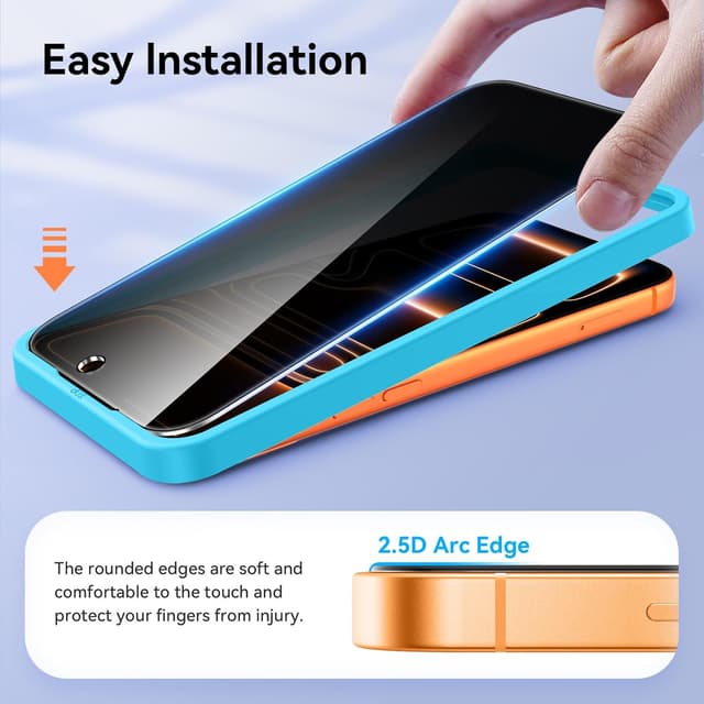 Detalle de Niphabe 3 Pack Privacy Screen Protector for iPhone 17 Pro 6.3 inch (with 3 Camera Lens Protectors)