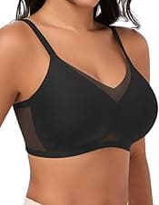 Detalle de Jiuday Bequem BH ohne Bügel mit Spitze & Mesh – nahtloser Soft-Push-up Bralette für Damen