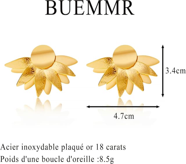 Detalle de Boucles d’oreilles fleur plaquées or 18 carats BUEMMR pour femmes