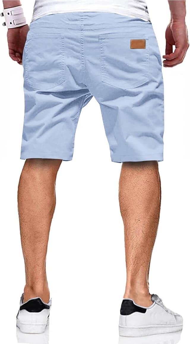 Detalle de TARAINYA Herren-Chino-Shorts aus Baumwolle mit Tunnelzug und Taschen