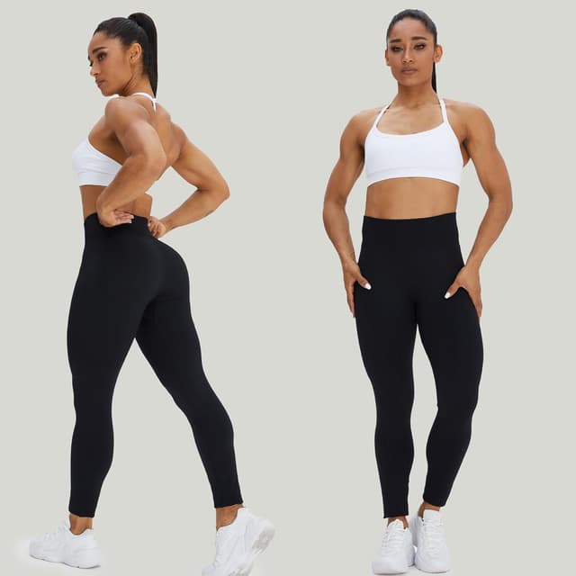 Detalle de corcoar Sport Leggings Damen mit hoher Taille (seamless, blickdicht) für Gym, Yoga & Alltag