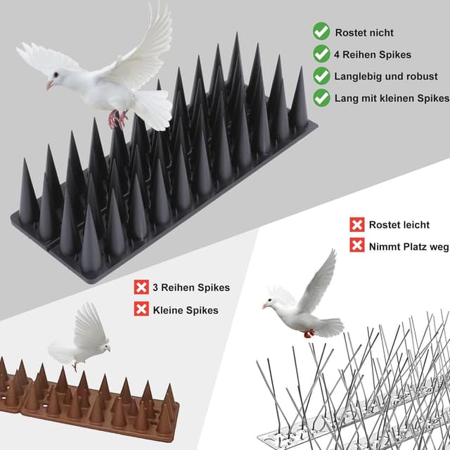 Detalle 2 de Quunoot Taubenabwehr Spikes – 2,6 m Vogelabwehr mit 9 Segmenten für Balkon, Zaun & Dach