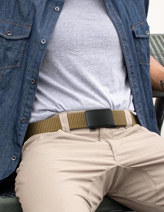 Detalle de JUKMO Automatik Gürtel Herren mit Nylonband und 3,8 cm Ratschen-Schließe