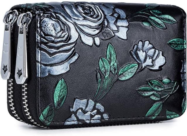 Thumbnail 4 de LUMoony Damen-Geldbeutel aus Leder mit Doppel-Reißverschluss, viele Fächer & RFID-Schutz (11 × 4,5 × 8 cm)