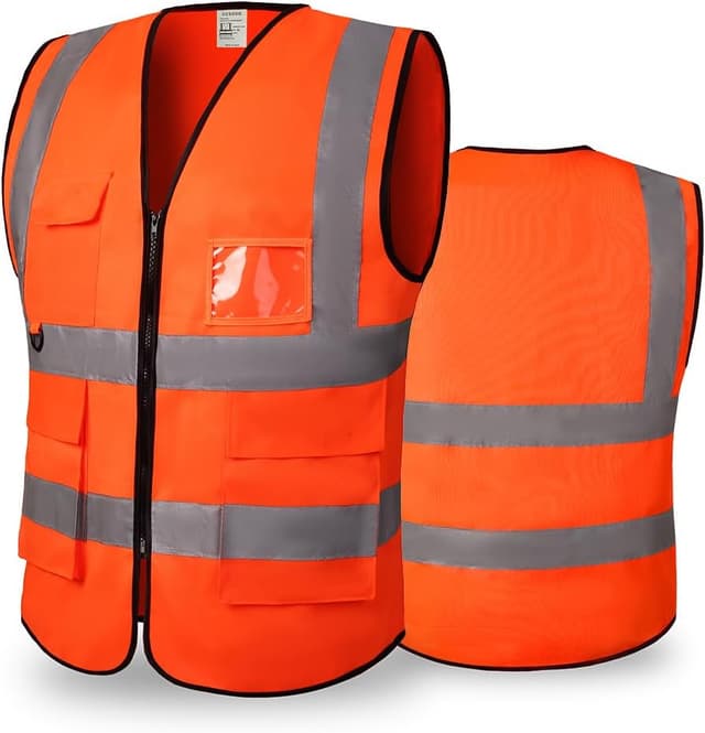 Detalle de Hi Vis Vests for Women & Men – Breathable Reflective Safety Vest with Pocket and Zipper (ANSI/ISEA Level 2)