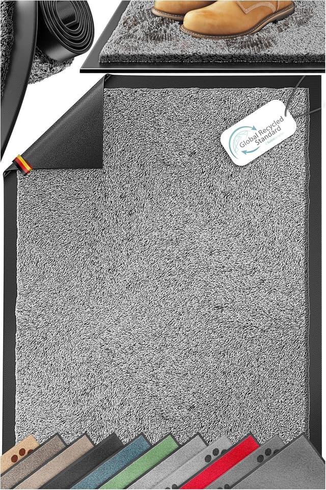 Detalle de KESSER Schmutzfangmatte Profi-Fußmatte in Hellgrau, 60x90 cm – rutschfest & maschinenwaschbar