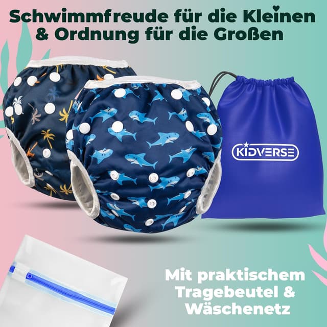 Detalle 1 de KIDVERSE Schwimmwindel 0-3 Jahre Palms Blue Sharks
