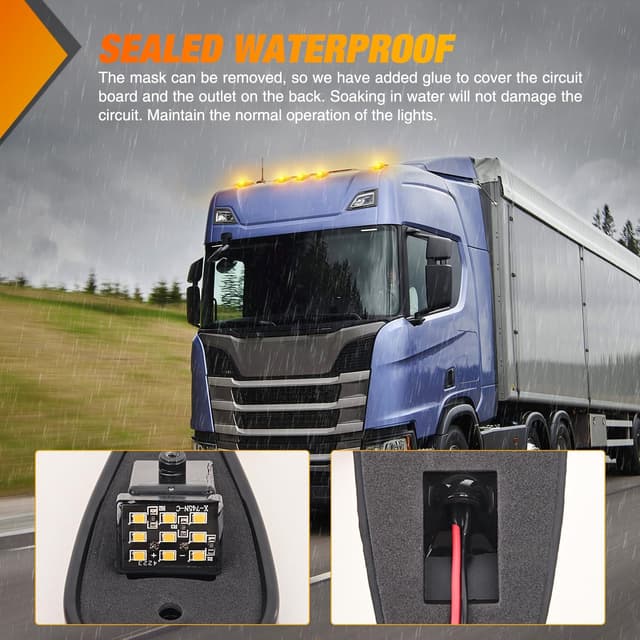 Thumbnail 6 de Nilight Cab Roof Marker Light (5-Pack) Amber Teardrop Waterproof Clearance Indicator