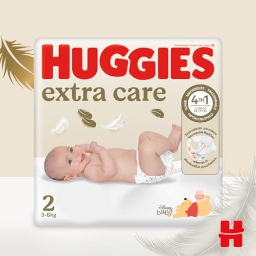 Detalle 2 de HUGGIES Extra Care Pañales para Recién Nacido Talla 2 (3-6 kg) con diseños Disney, 160 pañales
