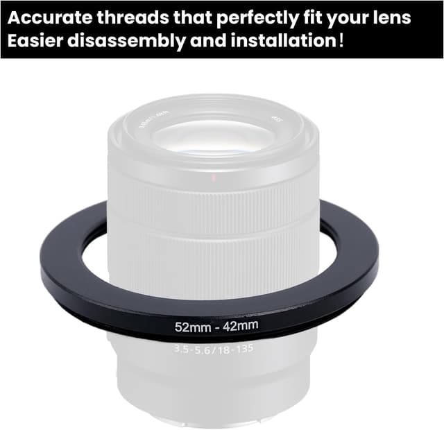 Detalle de Metall Step-Down Ring Filteradapter 52 mm auf 42 mm – Aluminium-Adapter für UV-, CPL- und ND-Filter