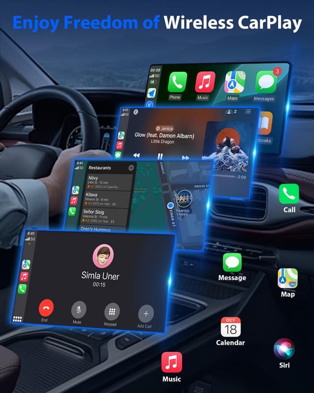 Detalle 2 de Visoud Ultra Mini Circular Wireless CarPlay & Android Auto Adapter with Fast Reconnect