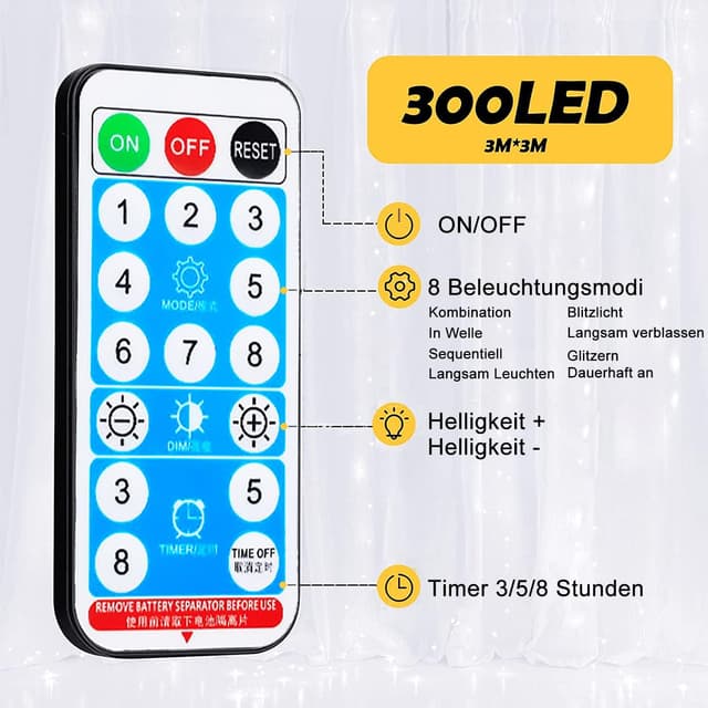 Thumbnail 6 de Redefun Catena luminosa solare 300 LED 3x3 m