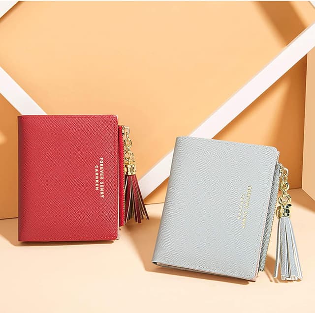 Thumbnail 6 de ZhengYue women’s small leather wallet with RFID blocking, zip coin purse and multiple card slots (grey)