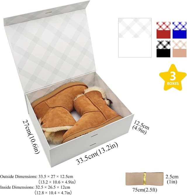 Thumbnail 1 de Tekhoho 3 PACK White Large Gift Box 33.5x27x12.5 cm