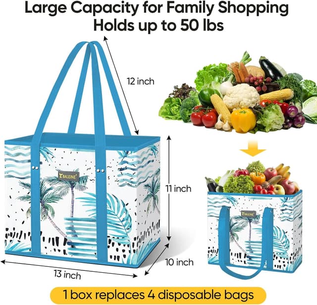 Thumbnail 1 de BALEINE 3Pk Reusable Grocery Bag with Reinforced Bottom ๐