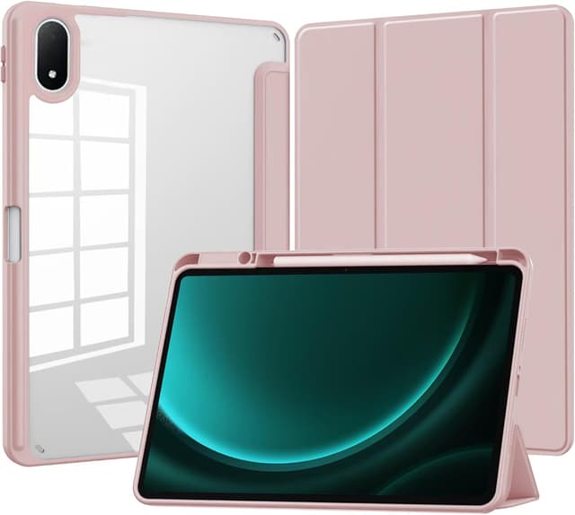 Detalle de CAUHENYEE Hülle für OnePlus Pad 3: stoßfest, Magnetverschluss, transparente Rückseite & Sleep-Funktion (rosa)