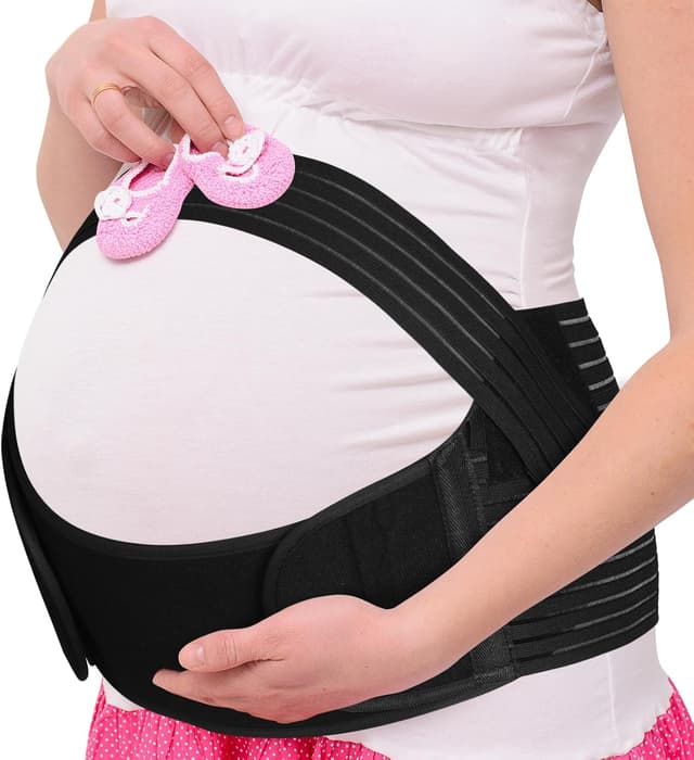 Detalle de AUYAO Pregnancy Belly Band Maternity Belt – Adjustable 2-in-1 elastic support for lower back, abdomen and pelvic relief