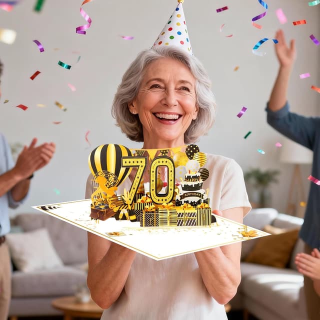 Thumbnail 6 de 70th Birthday 3D Pop-Up Card for Grandma
