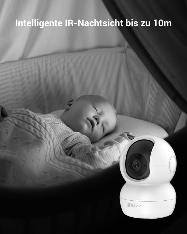Detalle de EZVIZ WLAN IP-Kamera TY2 (Innen, schwenkbar, 1080P) – Zwei-Wege-Audio, IR-Nachtsicht & Alexa-Babyphone kompatibel