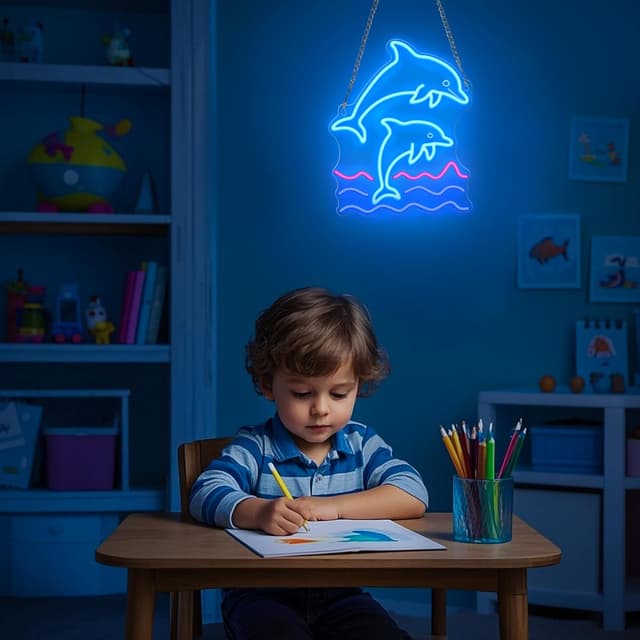 Thumbnail 4 de Delphin Neon-Schild für Partys