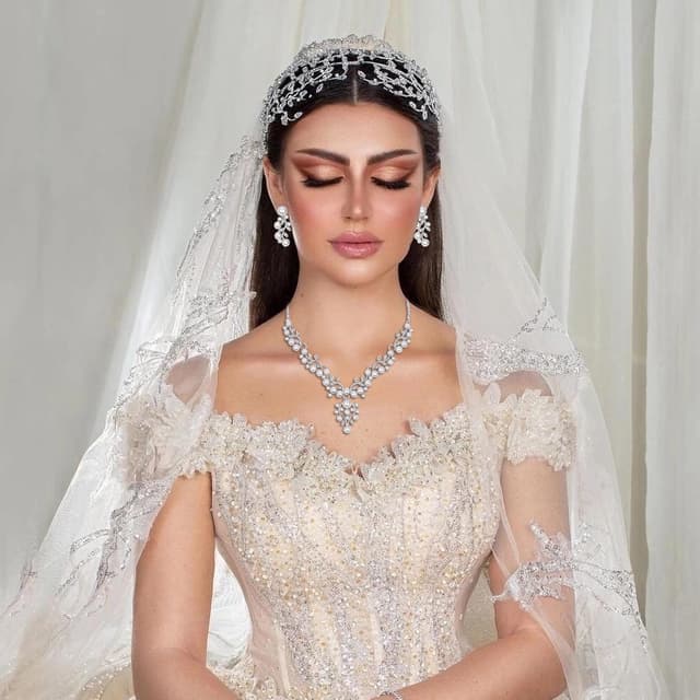 Detalle de Cangall Braut Schmuckset für Damen mit Strass Kristall – Halskette mit Anhänger & Ohrstecker